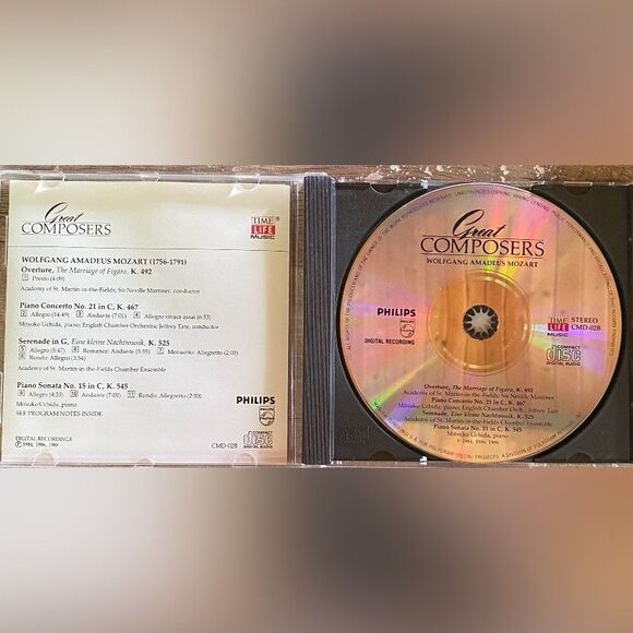 Mozart CD Great Composers Time Life Philips Classical Piano Orchestra 1980s - Picture 3 of 3
